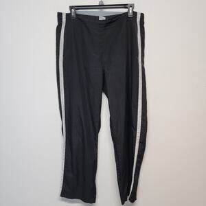 Vintage Lady Foot Locker Track Pants Size M Black Ankle Pull On Nylon Gorp Y2K